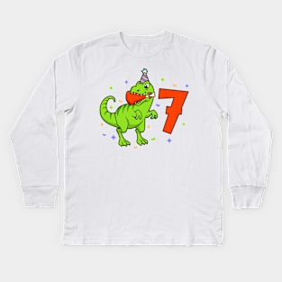 I am 7 with TREX - boy birthday 7 years old Kids Long Sleeve T-Shirt